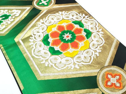 平和屋着物◎六通柄袋帯　唐織　正倉院亀甲花文　金糸　正絹　逸品　CABF7831th