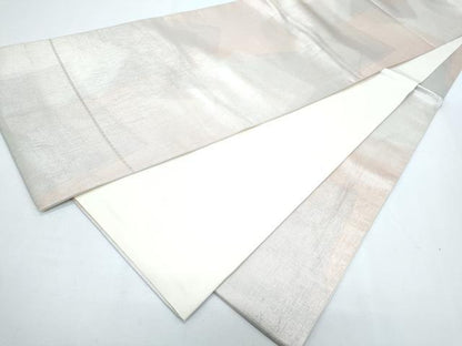平和屋着物◎全通柄袋帯 霞文 銀糸 正絹 逸品 CABF7834th