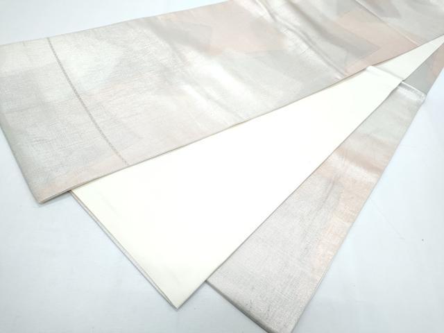 平和屋着物◎全通柄袋帯 霞文 銀糸 正絹 逸品 CABF7834th