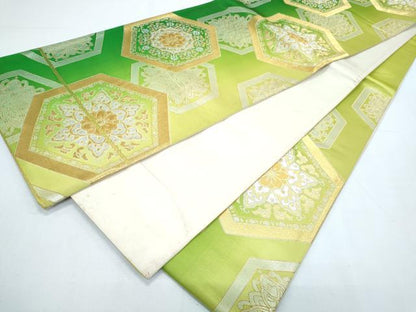 平和屋着物◎六通柄袋帯　正倉院亀甲花文　金銀糸　正絹　逸品　CABF7835th