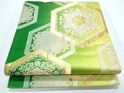 平和屋着物◎六通柄袋帯　正倉院亀甲花文　金銀糸　正絹　逸品　CABF7835th