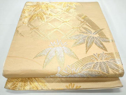 平和屋着物◎六通柄袋帯 籬草葉文 金銀糸 正絹 逸品 CABF7838th