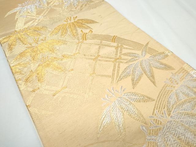 平和屋着物◎六通柄袋帯 籬草葉文 金銀糸 正絹 逸品 CABF7838th