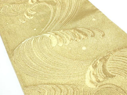 平和屋着物◎六通柄袋帯 立波文 金糸 正絹 逸品 CABF7840th