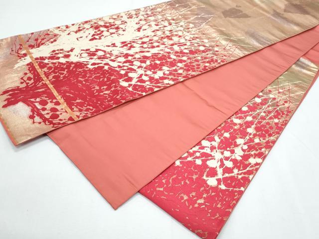 平和屋着物◎六通柄袋帯 唐織 樹林文 金糸 正絹 逸品 CABF7843th