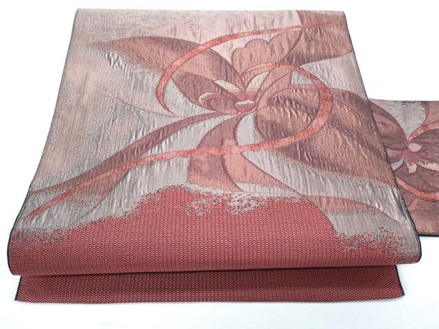 平和屋着物◎八寸名古屋帯 草花文 正絹 逸品 CABF7847th