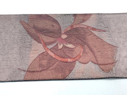平和屋着物◎八寸名古屋帯 草花文 正絹 逸品 CABF7847th