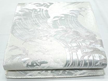 平和屋着物◎六通柄袋帯 立波文 銀糸 正絹 逸品 CABF7853th