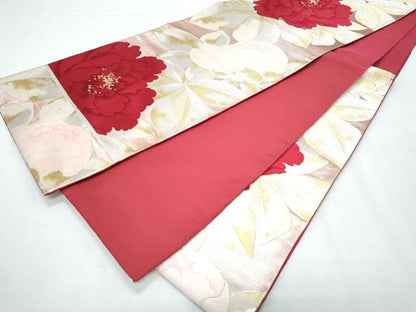 平和屋着物◎六通柄袋帯 唐織 草花文 金銀糸 正絹 逸品 CABF7857th