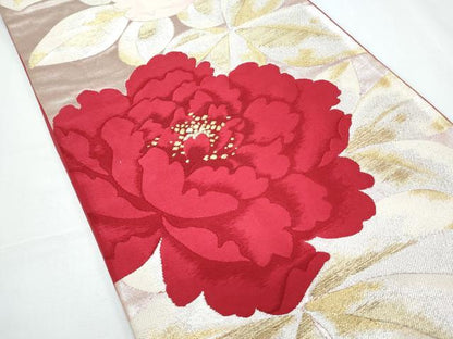 平和屋着物◎六通柄袋帯 唐織 草花文 金銀糸 正絹 逸品 CABF7857th