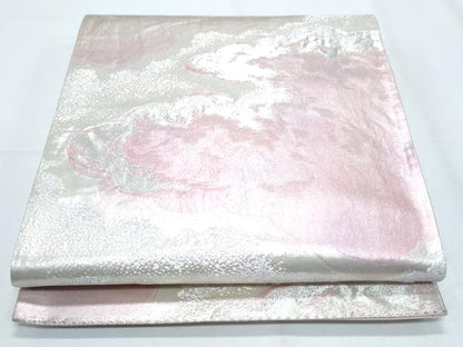平和屋着物◎六通柄袋帯 雲重ね文 銀糸 正絹 逸品 CABF7861th
