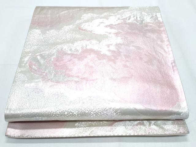 平和屋着物◎六通柄袋帯 雲重ね文 銀糸 正絹 逸品 CABF7861th