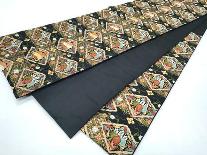 平和屋着物◎六通柄袋帯 唐織 菱花文 正絹 逸品 CABF7863th