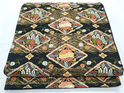 平和屋着物◎六通柄袋帯 唐織 菱花文 正絹 逸品 CABF7863th