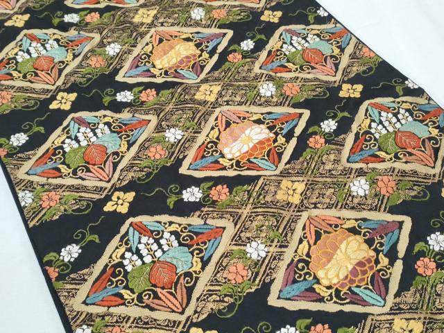 平和屋着物◎六通柄袋帯 唐織 菱花文 正絹 逸品 CABF7863th