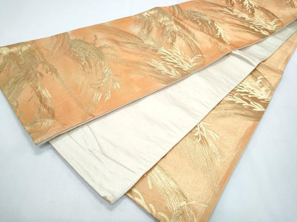 平和屋着物◎六通柄袋帯 稲穂 金糸 正絹 逸品 CABF7864th