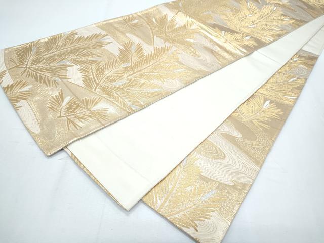 平和屋着物◎六通柄袋帯　流水草葉文　金糸　正絹　逸品　CABF7869th