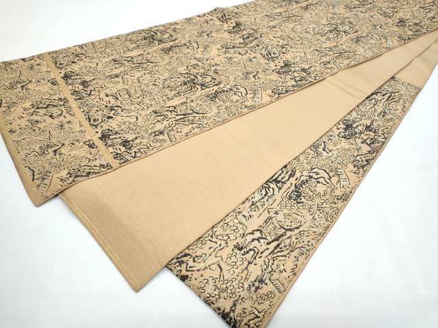 平和屋着物◎太鼓柄 本袋帯 風景文 金糸 正絹 逸品 CABF7871th