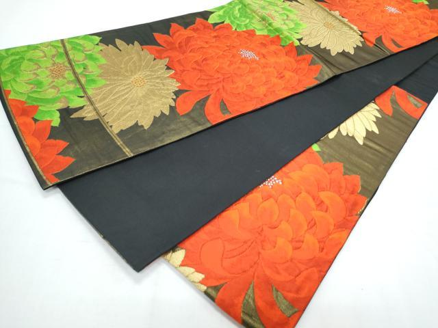 平和屋着物◎六通柄袋帯 唐織 草花文 金糸 正絹 逸品 CABF7872th
