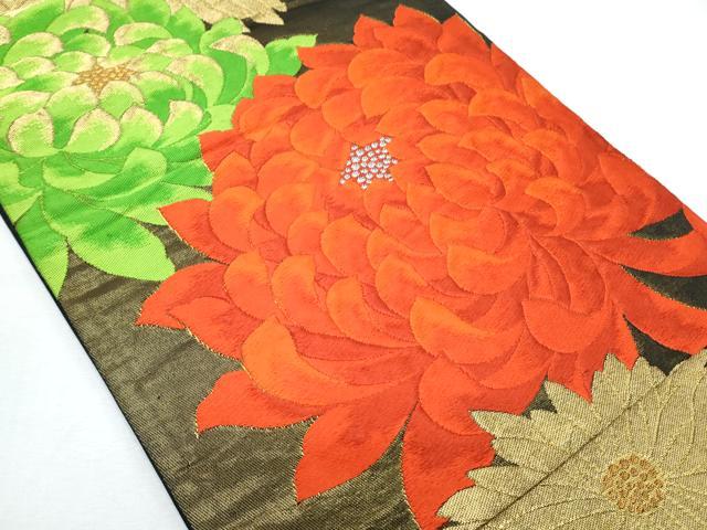 平和屋着物◎六通柄袋帯 唐織 草花文 金糸 正絹 逸品 CABF7872th