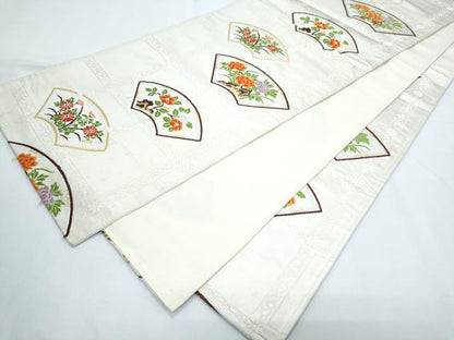 平和屋着物◎六通柄袋帯 唐織 地紙花文 正絹 逸品 CABF7878th