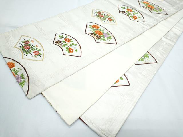 平和屋着物◎六通柄袋帯 唐織 地紙花文 正絹 逸品 CABF7878th