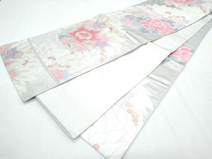 平和屋着物◎六通柄袋帯 唐織 草花文 金銀糸 正絹 逸品 CABF7881th