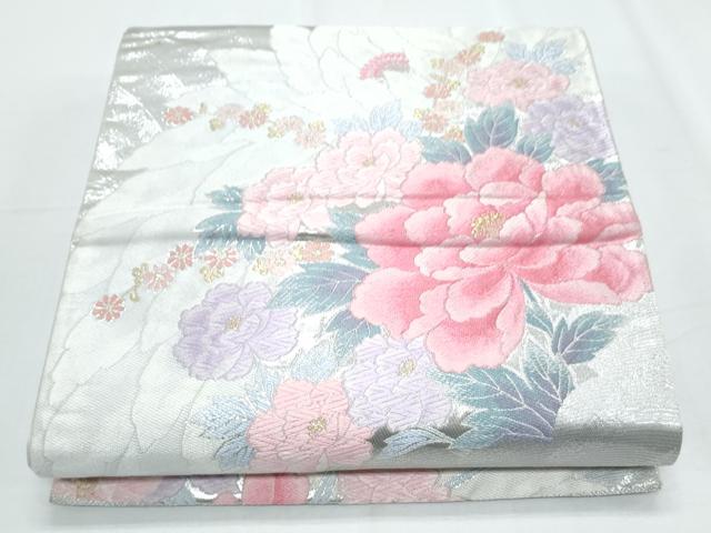 平和屋着物◎六通柄袋帯 唐織 草花文 金銀糸 正絹 逸品 CABF7881th