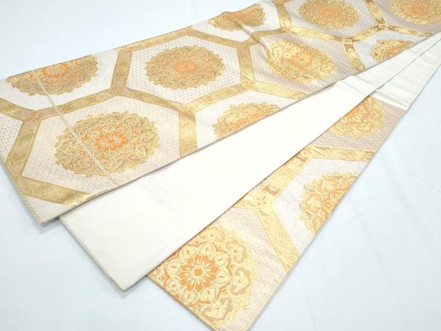 平和屋着物◎六通柄袋帯　正倉院亀甲花文　金糸　正絹　逸品　CABF7884th