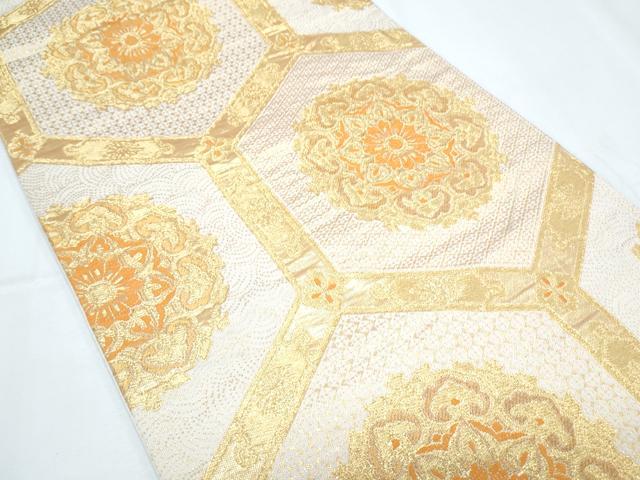 平和屋着物◎六通柄袋帯　正倉院亀甲花文　金糸　正絹　逸品　CABF7884th
