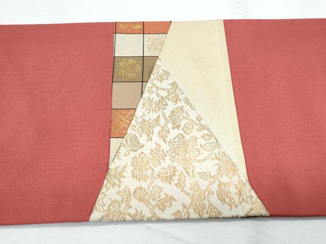 平和屋着物◎九寸名古屋帯 切嵌 吉祥更紗花文 金糸 正絹 逸品 CABF7887th