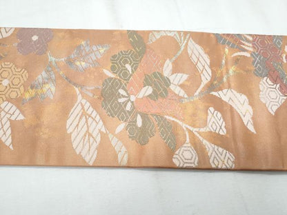 平和屋着物◎九寸名古屋帯 更紗花鳥文 金銀糸 正絹 逸品 CABF7888th