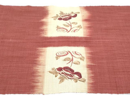 平和屋着物◎八寸名古屋帯　市松花文　正絹　逸品　CABF7891th