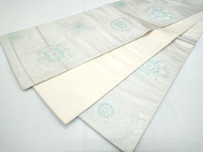 平和屋着物◎六通柄袋帯　正倉院花文　銀糸　正絹　逸品　CABF7901th