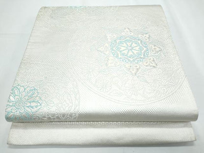 平和屋着物◎六通柄袋帯　正倉院花文　銀糸　正絹　逸品　CABF7901th