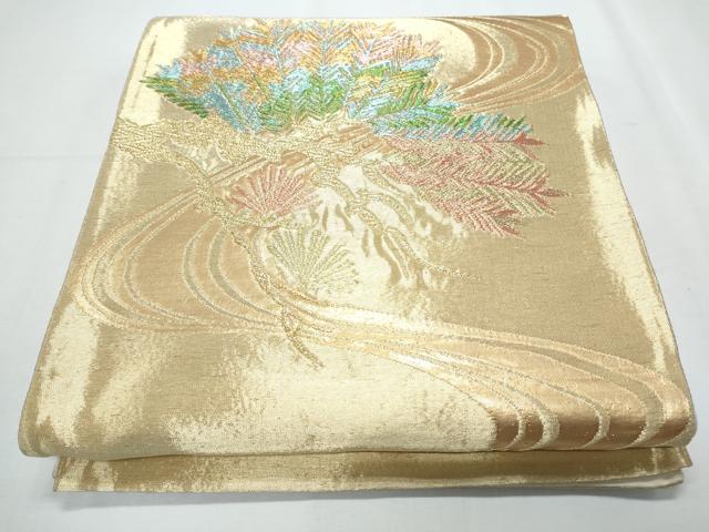 平和屋着物◎六通柄袋帯 流水枝葉文 金糸 正絹 逸品 CABF7903th