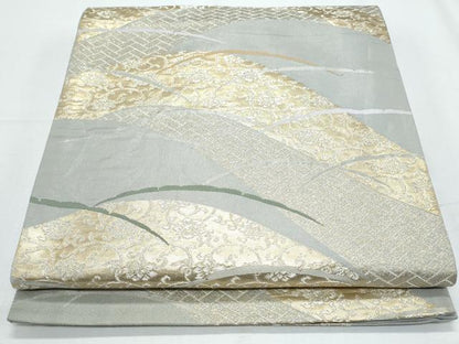 平和屋着物◎六通柄袋帯　雪芝文　金糸　正絹　逸品　CABF7905th