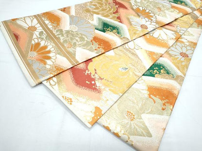平和屋着物◎アンティーク 大正ロマン 丸帯 吉祥花文 金糸 正絹 逸品 CABF7909th