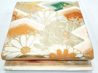 平和屋着物◎アンティーク 大正ロマン 丸帯 吉祥花文 金糸 正絹 逸品 CABF7909th