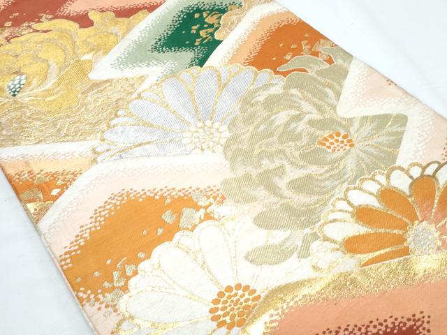 平和屋着物◎アンティーク 大正ロマン 丸帯 吉祥花文 金糸 正絹 逸品 CABF7909th