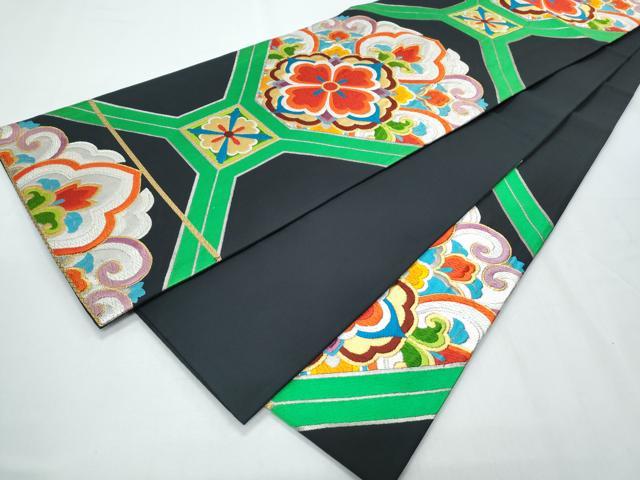 平和屋着物◎六通柄袋帯 唐織 吉祥花文 金銀糸 正絹 逸品 CABF7919th