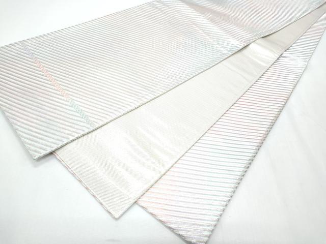 平和屋着物◎全通柄袋帯 斜線文 銀糸 正絹 逸品 CABF7922th