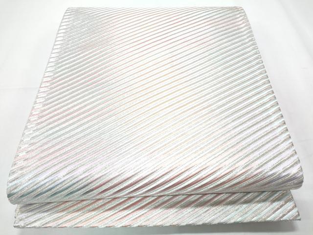 平和屋着物◎全通柄袋帯 斜線文 銀糸 正絹 逸品 CABF7922th