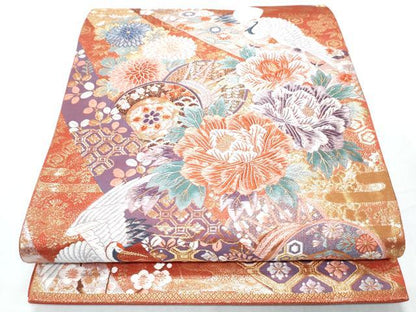 平和屋着物◎六通柄袋帯 熨斗目取花鼓紋 金糸 正絹 逸品 CABF7923th