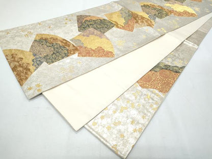 平和屋着物◎太鼓柄袋帯　奥雅　金糸　正絹　逸品　CABF7924th