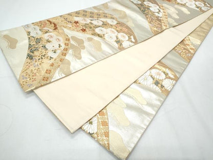 平和屋着物◎六通柄袋帯 唐織 草花文 金銀糸 正絹 逸品 CABF7925th