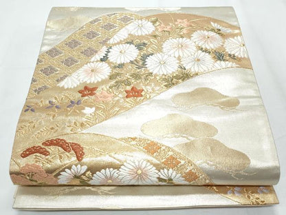 平和屋着物◎六通柄袋帯 唐織 草花文 金銀糸 正絹 逸品 CABF7925th