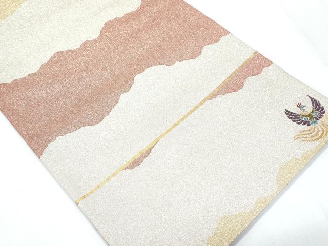 平和屋着物◎六通柄袋帯 綴れ 横段文 ワンポイント 銀糸 正絹 逸品 CABF7927th