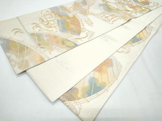 平和屋着物◎六通柄袋帯 渡橋文 金銀糸 正絹 逸品 CABF7929th