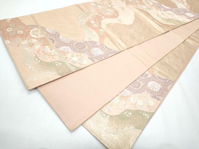 平和屋着物◎六通柄袋帯 道長花丸文 金銀糸 正絹 逸品 CABF7930th